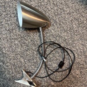Silver Clip-On Desk Lamp